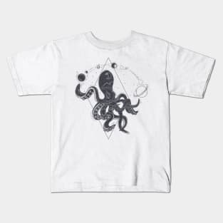 Gemoetric Octupus in space Kids T-Shirt